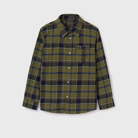 Mayoral Plaid Shirt {Olive/Org/Navy} Tween