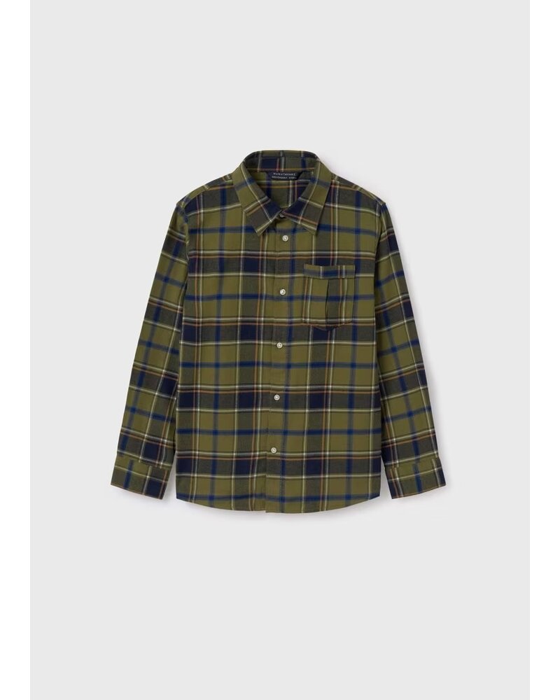 Mayoral Plaid Shirt {Olive/Org/Navy} Tween