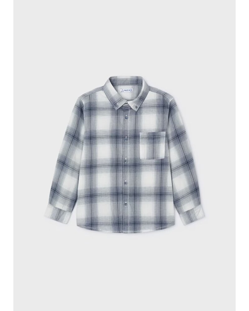 Mayoral L/S Plaid Shirt {Blue/Ivory}