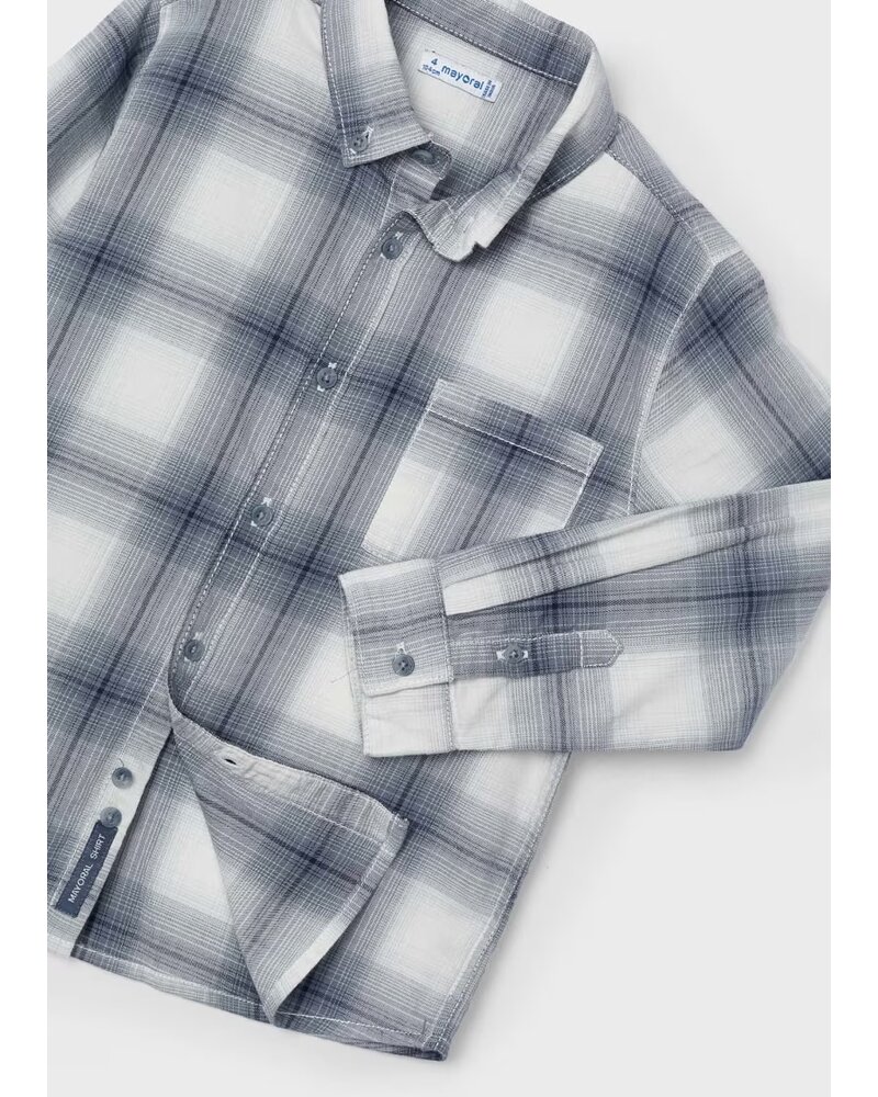 Mayoral L/S Plaid Shirt {Blue/Ivory}