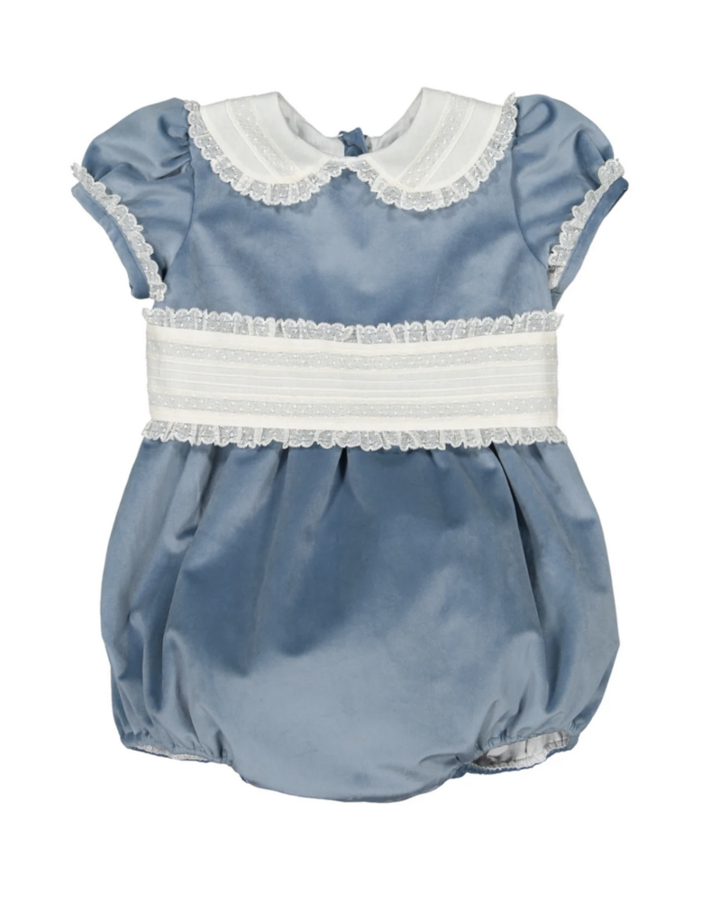 Scarlet Dress w/ Lace Collar {Dusty Blue Velvet} F24