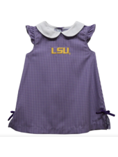 Vive La Fete LSU Tigers Emb A-Line Dress {Wht/Purp Gingham}