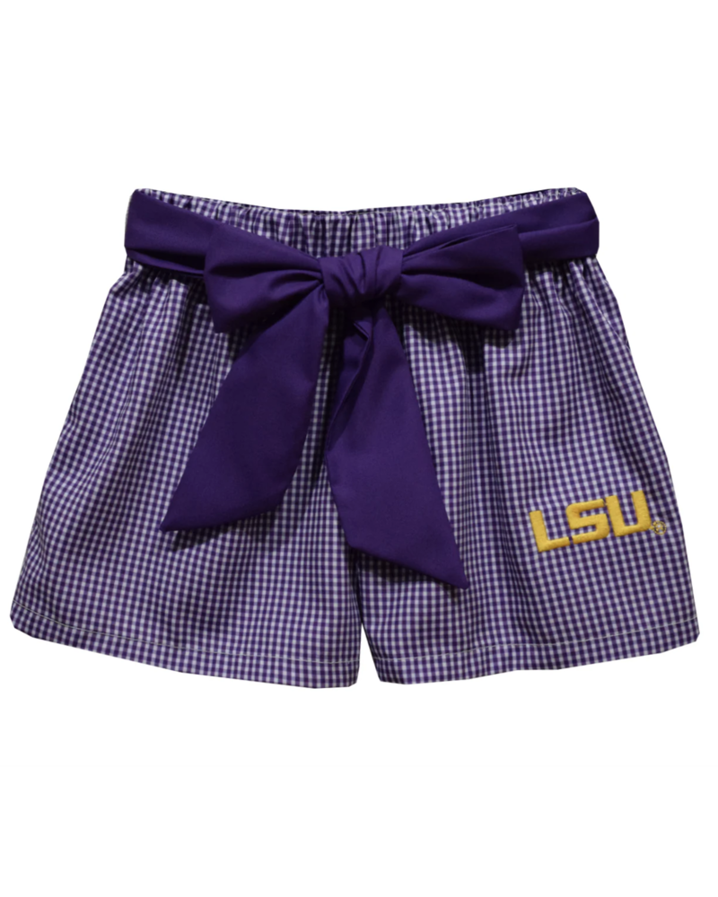 LSU Tigers Emb Tank/Short Set {Wht/Purp Gingham} F24