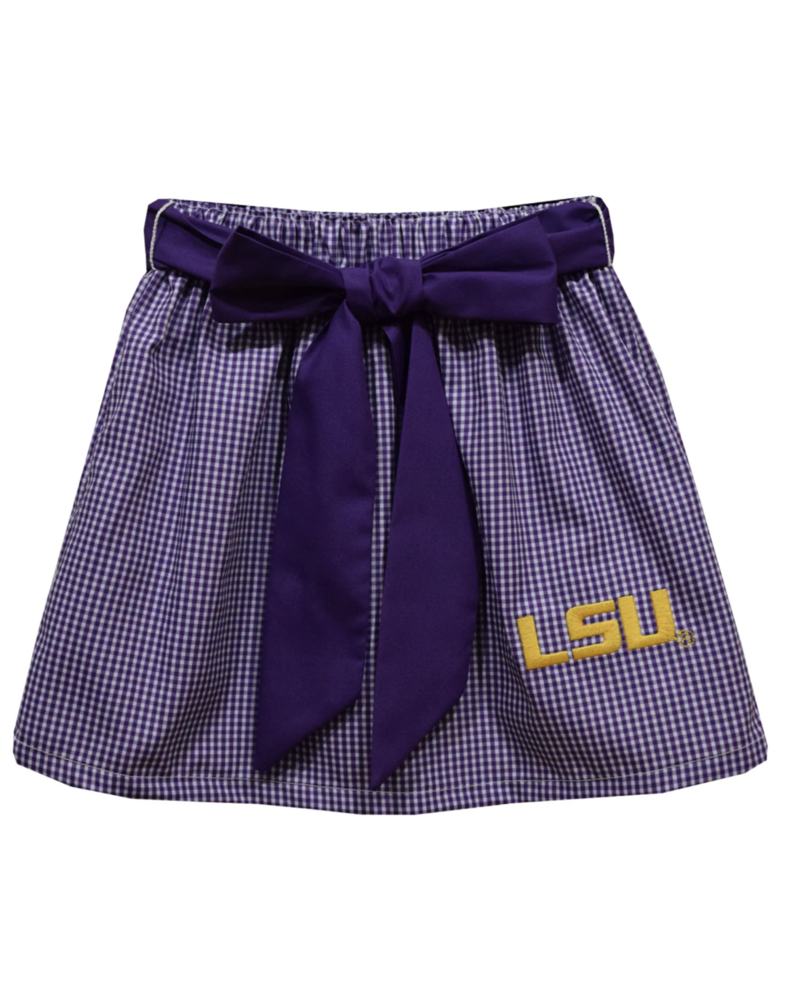 LSU Tigers Emb Tank/Skirt Set {Wht/Purp Gingham} F24
