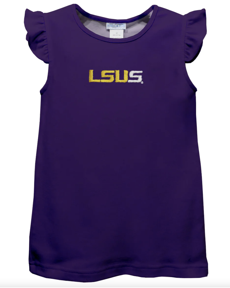 LSU Tigers Emb Tank/Skirt Set {Wht/Purp Gingham} F24