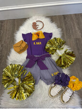 Vive La Fete LSU Tigers Emb Tank/Short Set {Wht/Purp Gingham} F24