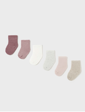 Mayoral Set of 6 Socks {Pink/Ivory/Gray}