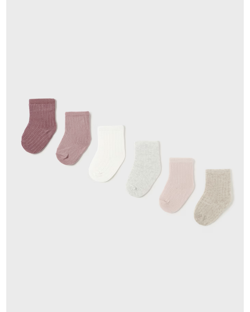 Mayoral Set of 6 Socks {Pink/Ivory/Gray}