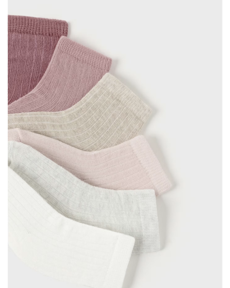Mayoral Set of 6 Socks {Pink/Ivory/Gray}
