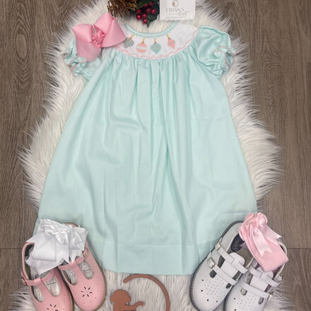 Emma Ornament Smock Bishop Dress {Mint}