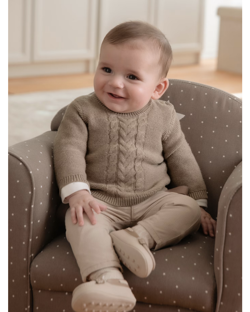 Mayoral Cableknit Sweater {Almond}