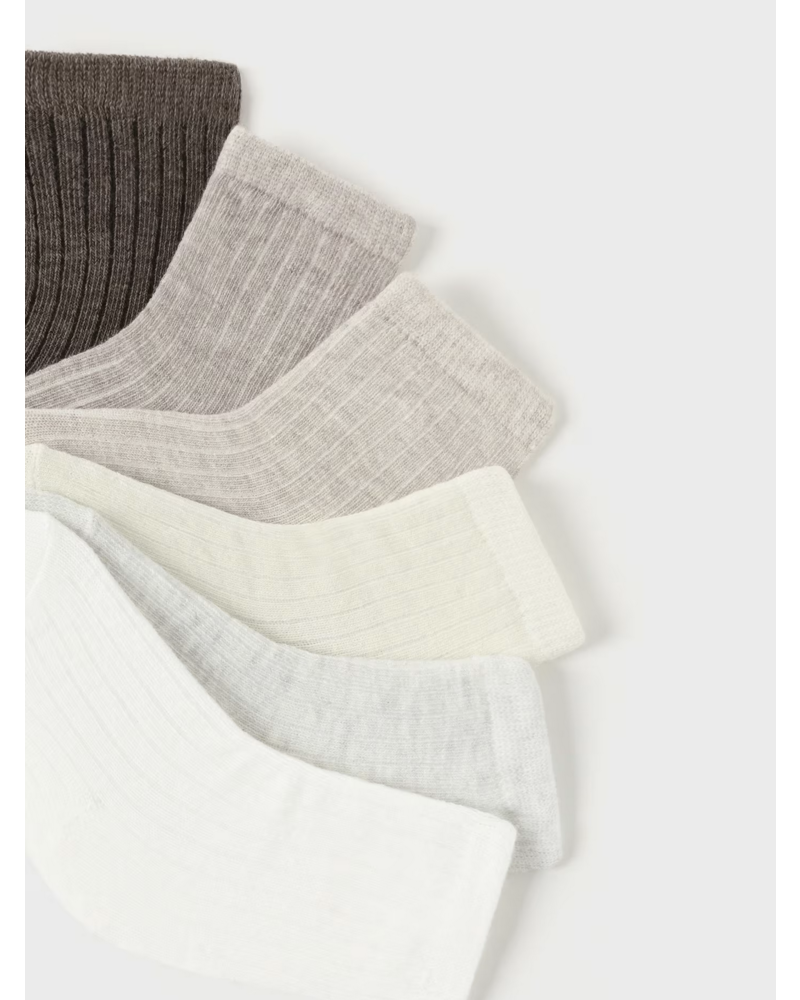 Mayoral Set of 6 Socks {Brown/Ivory/Gray}