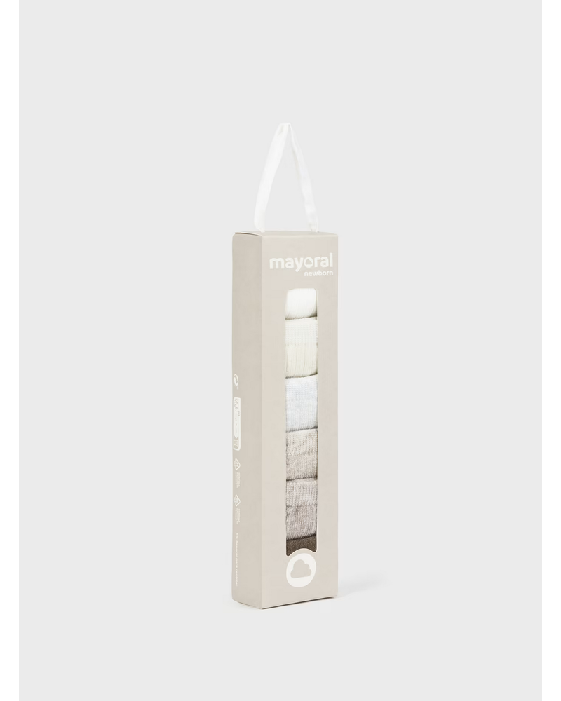 Mayoral Set of 6 Socks {Brown/Ivory/Gray}