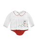 Petit Ami Reindeer Embroidered L/S Diaper Set {Wht/Red}