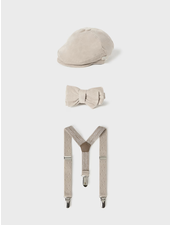 Mayoral Beret & Suspender Set {Almond}