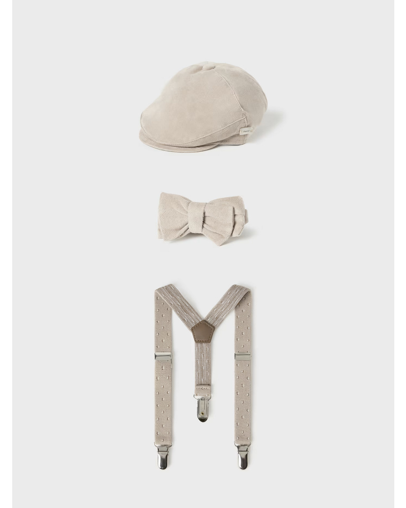 Mayoral Beret & Suspender Set {Almond}