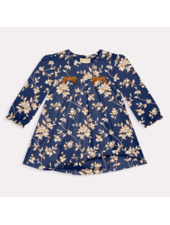 Milon Dbl Bow Floral Ruffle Dress {Navy/Carmel}
