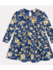 Milon Emb. Collar Floral Ruffle Dress {Navy/Carmel}