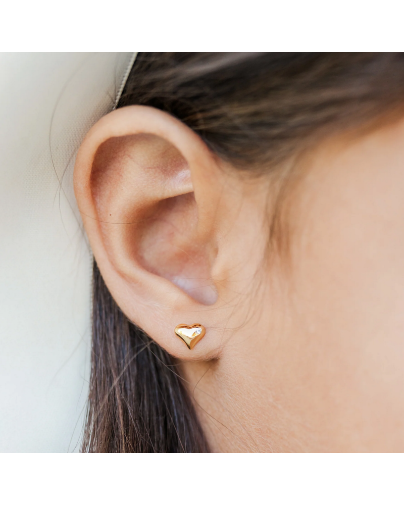 Cherished Moments Puff Heart Earrings {14K Gold Plated}