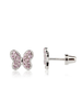 Cherished Moments Pink Butterfly Stone Earrings CZ {S. Silver}