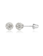 Cherished Moments Clear Stardust Ball Earrings {S. Silver}