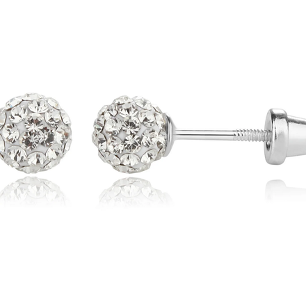 Cherished Moments Clear Stardust Ball Earrings {S. Silver}