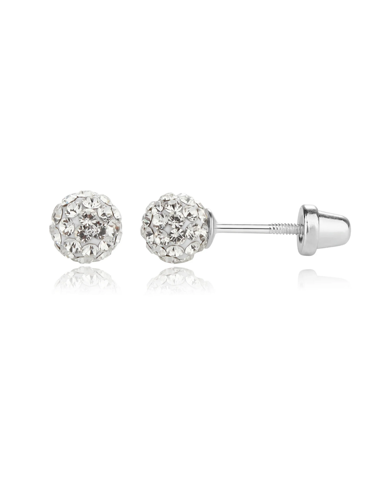 Cherished Moments Clear Stardust Ball Earrings {S. Silver}