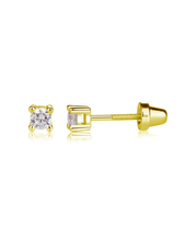 Cherished Moments Clear CZ Stud Earrings {14K Gold}