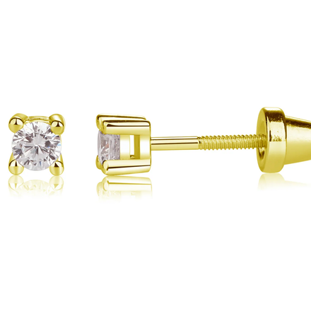Cherished Moments Clear CZ Stud Earrings {14K Gold}