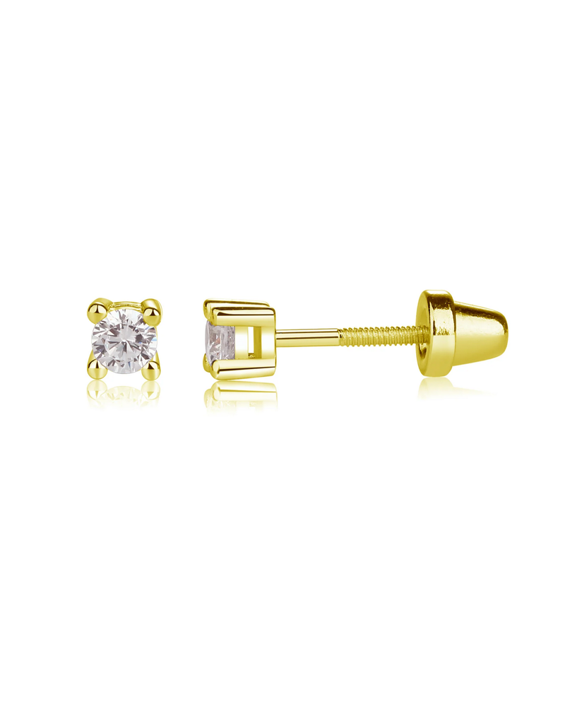 Cherished Moments Clear CZ Stud Earrings {14K Gold}