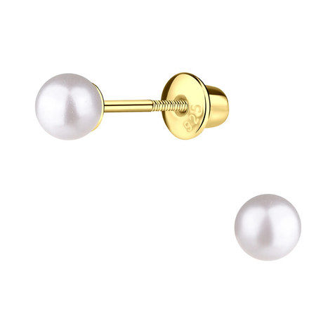 Cherished Moments White Pearl Earrings {14K Gold Plated}