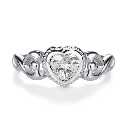 Cherished Moments Clear Heart Baby Ring {S. Silver}