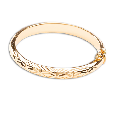 Cherished Moments Etched Bangle {14K Gold-Plated}