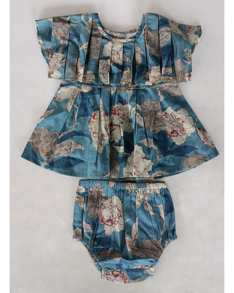 Yo Baby Floral Printed Dress w/ Bloomers {Turquoise}