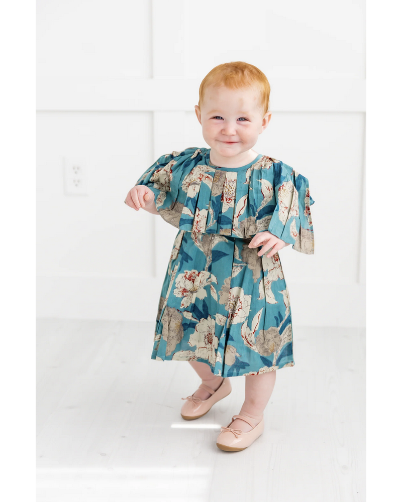 Yo Baby Floral Printed Dress w/ Bloomers {Turquoise}