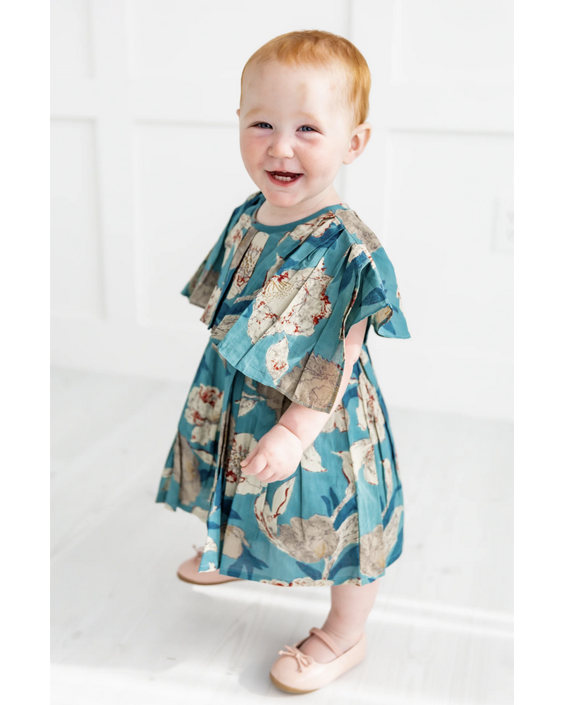 Yo Baby Floral Printed Dress w/ Bloomers {Turquoise}