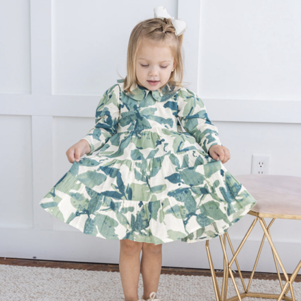 Yo Baby Leaf Printed Dress {Sage Grn}