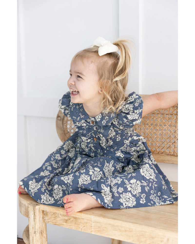 Yo Baby Floral Bloomer & Dress Set {Navy}