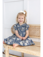 Yo Baby Floral Bloomer & Dress Set {Navy}