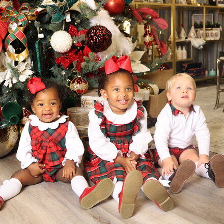 Sophie & Lucas Tartan Tidings Jumper Set {Red/Green}