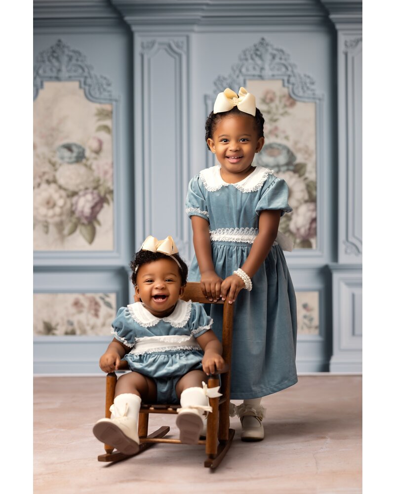 Scarlet Dress w/ Lace Collar {Dusty Blue Velvet}