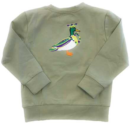 Mardi Gras Duck Embroidered L/S Shirt {Grn}