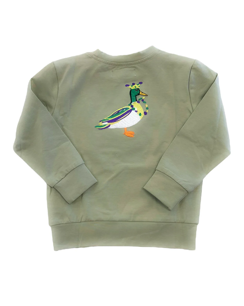 Mardi Gras Duck Embroidered L/S Shirt {Grn}
