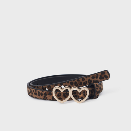 Mayoral Leopard Double Heart Belt {Mocha}