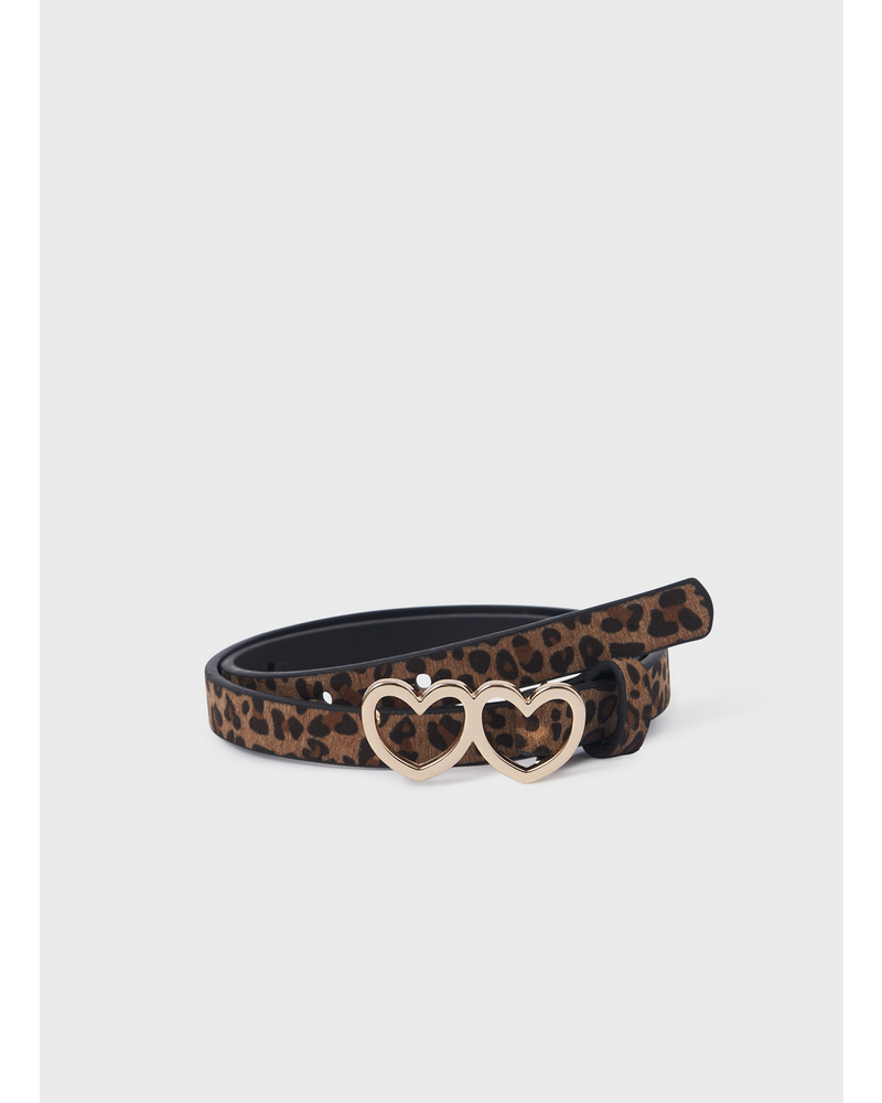 Mayoral Leopard Double Heart Belt {Mocha}