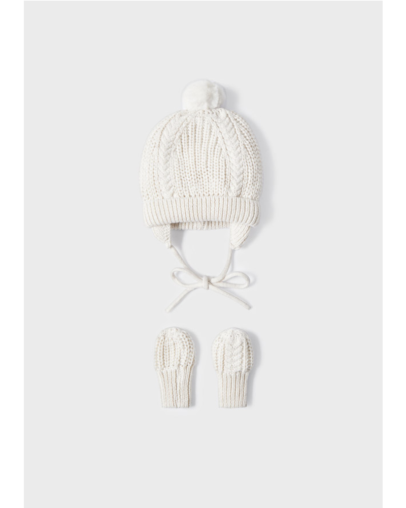 Mayoral Knit Hat Mittens Set {Ivory}