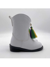 Petit Vivie Mardi Gras Majorette Boots {White w/ Tassel}