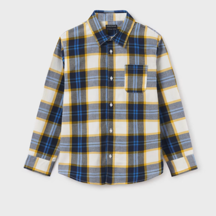 Mayoral Plaid L/S Shirt {Nvy/Sky/Wht} Tween