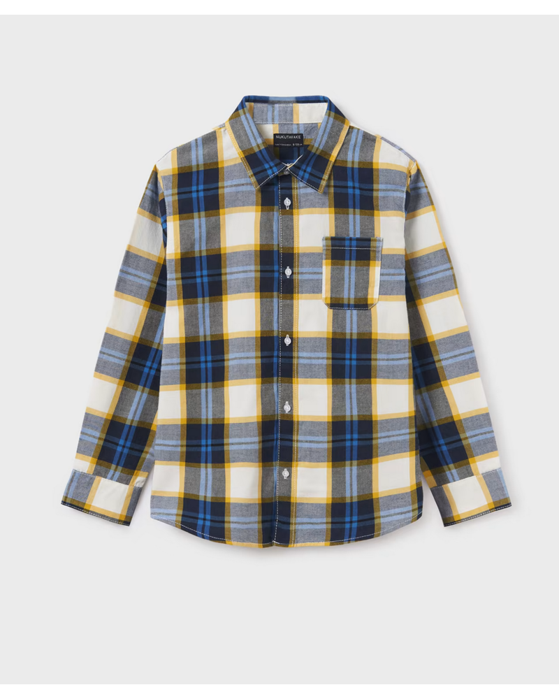 Mayoral Plaid L/S Shirt {Nvy/Sky/Wht} Tween