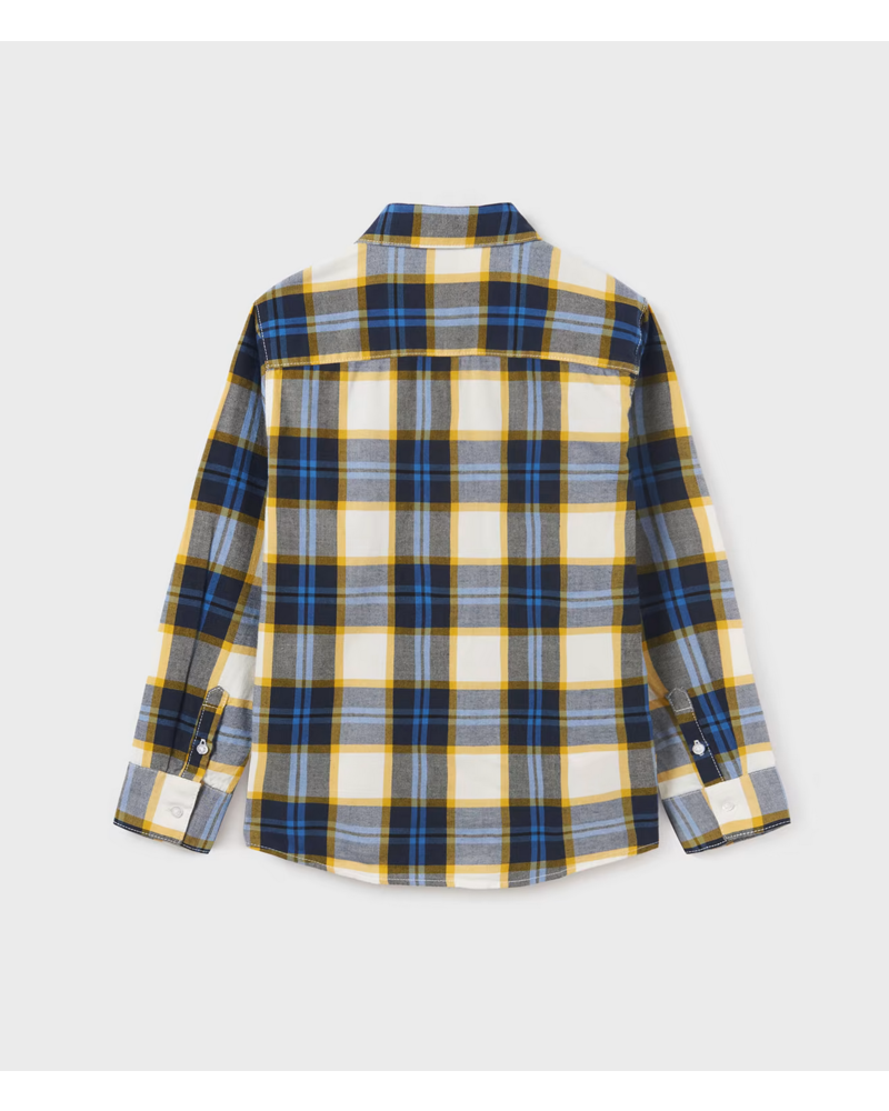 Mayoral Plaid L/S Shirt {Nvy/Sky/Wht} Tween